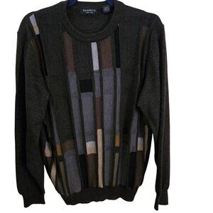 Segreto Made In Italy 100% Merino Wool Colorblock Crewneck Sweater Size M